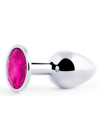 Серебристая анальная пробка с малиновым кристаллом - 7,2 см. - Anal Jewelry Plug - купить с доставкой в Череповце