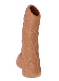 Телесная открытая насадка-реалистик с подхватом мошонки Nude Sleeve L - 14 см. - KOKOS - в Череповце купить с доставкой
