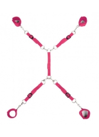 Ярко-розовый набор фиксаций на кровати Classic Bed Spreader - Lux Fetish - купить с доставкой в Череповце