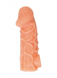 Телесная закрытая насадка с венками Cock Sleeve Size L - 17,6 см. - KOKOS - в Череповце купить с доставкой