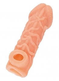 Телесная закрытая насадка с венками Cock Sleeve Size L - 17,6 см. - KOKOS - в Череповце купить с доставкой