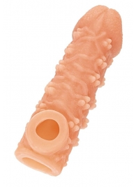Телесная закрытая насадка с пучками шишечек Cock Sleeve Size L - 17,6 см. - KOKOS - в Череповце купить с доставкой