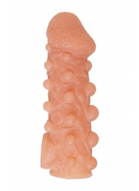Телесная закрытая насадка с шариками Cock Sleeve Size M - 15,6 см. - KOKOS - в Череповце купить с доставкой