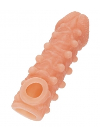 Телесная закрытая насадка с шариками Cock Sleeve Size M - 15,6 см. - KOKOS - в Череповце купить с доставкой