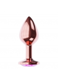 Пробка цвета розового золота с лиловым кристаллом Diamond Quartz Shine L - 8,3 см. - Lola Games - купить с доставкой в Череповце