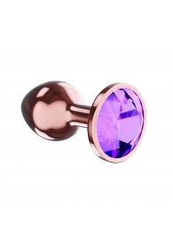 Пробка цвета розового золота с фиолетовым кристаллом Diamond Amethyst Shine L - 8,3 см. - Lola Games - купить с доставкой в Череповце