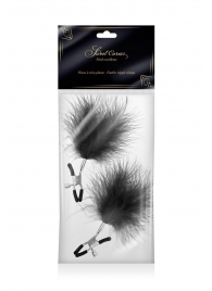 Зажимы на соски с черными пуховыми кисточками Sweet Caress Feather Nipple Clumps - Sweet Caress - купить с доставкой в Череповце