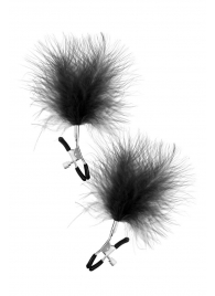 Зажимы на соски с черными пуховыми кисточками Sweet Caress Feather Nipple Clumps - Sweet Caress - купить с доставкой в Череповце