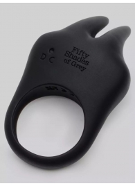 Черное эрекционное виброкольцо Sensation Rechargeable Vibrating Rabbit Love Ring - Fifty Shades of Grey - в Череповце купить с доставкой