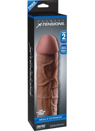 Коричневая насадка Mega 2  Extension - 20,3 см. - Pipedream - в Череповце купить с доставкой