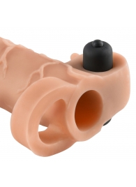 Телесная вибронасадка с кольцом Vibrating Real Feel 2 Extension - 16 см. - Pipedream - в Череповце купить с доставкой