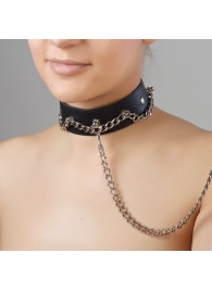 Чёрный ошейник из натуральной кожи - Sitabella - купить с доставкой в Череповце
