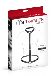 Черная упряжь на тело с шипами на ошейнике - Fetish Tentation - купить с доставкой в Череповце