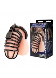 Черная металлическая клетка с замком Deluxe Chastity Cage - BlueLine - купить с доставкой в Череповце