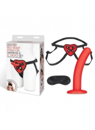 Красный поясной фаллоимитатор Red Heart Strap on Harness   5in Dildo Set - 12,25 см. - Lux Fetish - купить с доставкой в Череповце