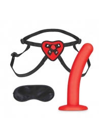 Красный поясной фаллоимитатор Red Heart Strap on Harness   5in Dildo Set - 12,25 см. - Lux Fetish - купить с доставкой в Череповце