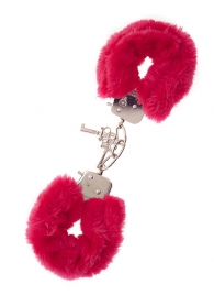 Металлические наручники с красной меховой опушкой METAL HANDCUFF WITH PLUSH RED - Dream Toys - купить с доставкой в Череповце