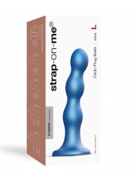 Голубая насадка Strap-On-Me Dildo Plug Balls size L - Strap-on-me - купить с доставкой в Череповце
