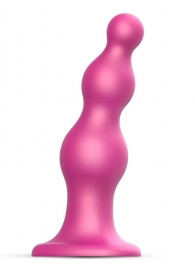 Розовая насадка Strap-On-Me Dildo Plug Beads size S - Strap-on-me - купить с доставкой в Череповце