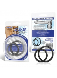 Набор из двух черных силиконовых колец разного диаметра SILICONE COCK RING SET - BlueLine - в Череповце купить с доставкой