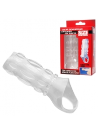 Насадка на пенис с кольцом для мошонки Clear Sensations Enhancer Sex Sleeve - 11,5 см. - XR Brands - в Череповце купить с доставкой