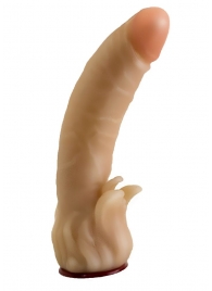 Телесная гелевая насадка-фаллос с клиторальными лепестками - 18,5 см. - LOVETOY (А-Полимер) - купить с доставкой в Череповце