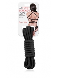 Черная хлопковая веревка для связывания - 3 м. - Lux Fetish - купить с доставкой в Череповце