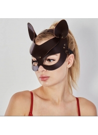 Коричневая кожаная маска  Кошечка - Sitabella - купить с доставкой в Череповце