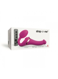 Ярко-розовый безремневой страпон Multi Orgasm Size S с клиторальной стимуляцией - Strap-on-me - купить с доставкой в Череповце