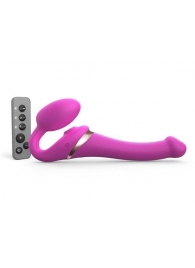 Ярко-розовый безремневой страпон Multi Orgasm Size S с клиторальной стимуляцией - Strap-on-me - купить с доставкой в Череповце
