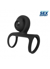 Черная вибронасадка на пенис Sex Expert - Sex Expert - в Череповце купить с доставкой