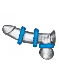 Комплект из трех голубых эрекционных колец 3-Pack Ribbed Rider Cock Ring Set - BlueLine - в Череповце купить с доставкой