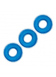 Комплект из трех голубых колец для эрекции 3-Pack Ultra-Stim Stretch Cock Rings - BlueLine - в Череповце купить с доставкой