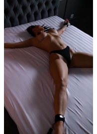 Черный кожаный набор фиксации на кровати Sex Game - БДСМ Арсенал - купить с доставкой в Череповце