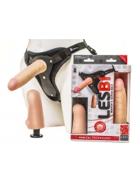 Телесный страпон Harness LESBI с вагинальной пробкой - 16,5 см. - LOVETOY (А-Полимер) - купить с доставкой в Череповце