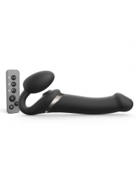 Черный безремневой страпон Multi Orgasm Size L с клиторальной стимуляцией - Strap-on-me - купить с доставкой в Череповце