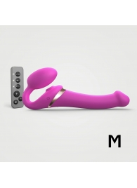 Ярко-розовый безремневой страпон Multi Orgasm Size M с клиторальной стимуляцией - Strap-on-me - купить с доставкой в Череповце