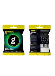 Ультратонкие презервативы Ganzo Ultra thin в мягкой упаковке - 3 шт. - Ganzo - купить с доставкой в Череповце
