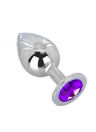 Большой плаг из стали с фиолетовым кристаллом Violet Dream - 9,5 см. - Erotic Fantasy - купить с доставкой в Череповце