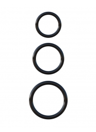 Набор из трех черных эрекционных колец Silicone 3-Ring Stamina Set - Pipedream - в Череповце купить с доставкой