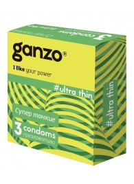 Ультратонкие презервативы Ganzo Ultra thin - 3 шт. - Ganzo - купить с доставкой в Череповце