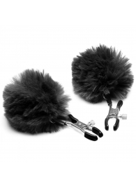 Зажимы для сосков с черным помпонами Pom Pom Nipple Clamps - XR Brands - купить с доставкой в Череповце