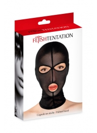 Черная сетчатая маска на голову с отверстиями для глаз и рта - Fetish Tentation - купить с доставкой в Череповце