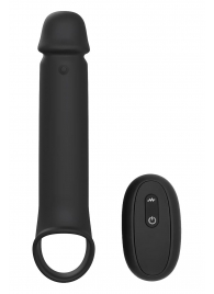 Черная насадка-удлинитель с вибрацией Vibrating Extender With Remote - Dream Toys - в Череповце купить с доставкой