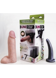 Страпон-унисекс с двумя насадками UNI strap 7  Harness - 19 и 16 см. - LOVETOY (А-Полимер) - купить с доставкой в Череповце