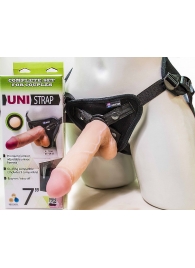 Страпон-унисекс с двумя насадками UNI strap 7  Harness - 19 и 16 см. - LOVETOY (А-Полимер) - купить с доставкой в Череповце