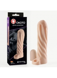 Телесная насадка-удлинитель Okoto со спиралевидным рельефом - 16 см. - Sitabella - в Череповце купить с доставкой