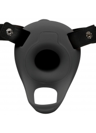 Черный полый страпон с вибрацией 2’’ Erection 28X Smooth Vibrating Silicone Penis Sheath - XR Brands - купить с доставкой в Череповце
