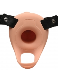 Телесный полый страпон 2  Erection 28X Smooth Vibrating Silicone Penis Sheath - 16 см. - XR Brands - купить с доставкой в Череповце
