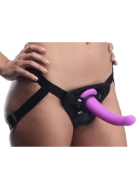Лиловый поясной страпон Navigator Silicone G-Spot Dildo with Harness - 17,8 см. - XR Brands - купить с доставкой в Череповце